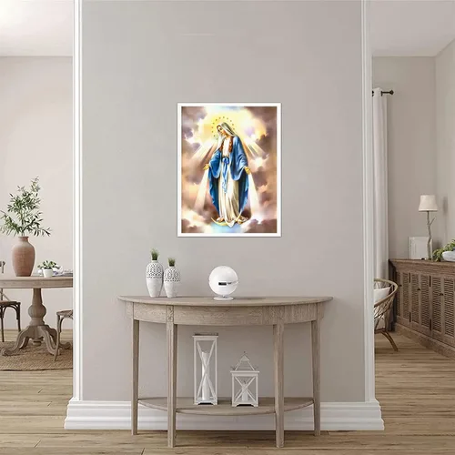 Miniatura 4 de NONBER Póster vintage de arte religioso de la Virgen María, póster de arte católico, pintura en lienzo, cuadros de arte de pared, 12 x 16 pulgadas