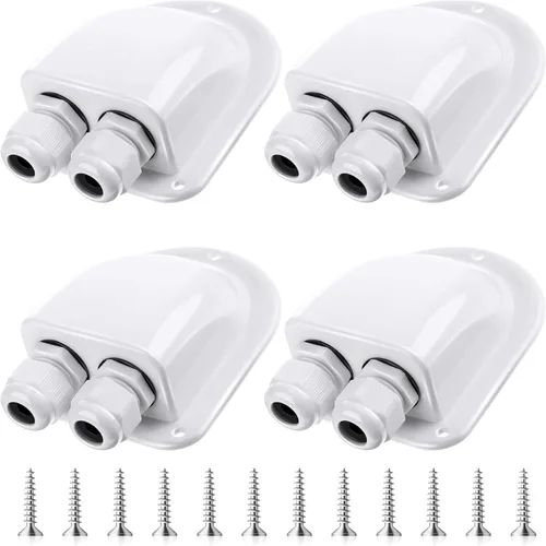 Miniatura 8 de Enhon Paquete de 2 prensaestopas solares de entrada de cable, resistente a la intemperie, carcasa de entrada de cable doble para todo tipo de Blanco
