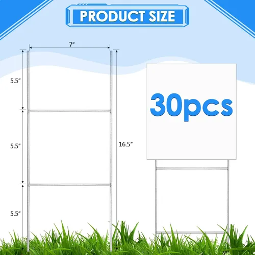 Miniatura 2 de 30 estacas en H para letreros de patio de 16.5 x 7 pulgadas, estacas de alambre de metal resistentes a la intemperie para letreros corrugados