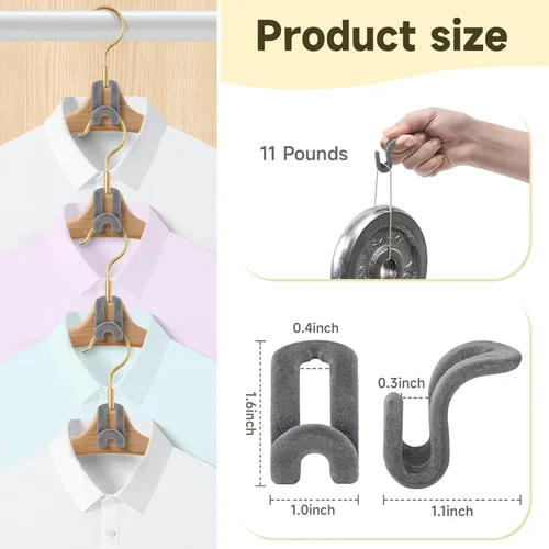 Miniatura 6 de Mlici Ganchos de terciopelo para colgar ropa, 60 piezas resistentes que ahorran espacio para armario, color gris