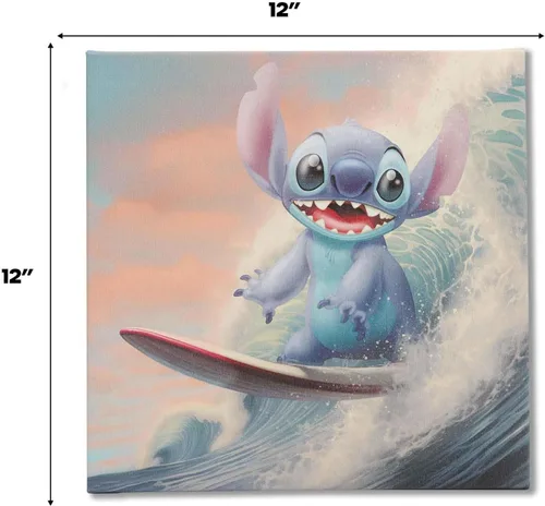 Miniatura 6 de Open Road Brands Disney Lilo and Stitch Surfing Gallery - Lienzo decorativo para pared, diseño de puntada divertida para el hogar