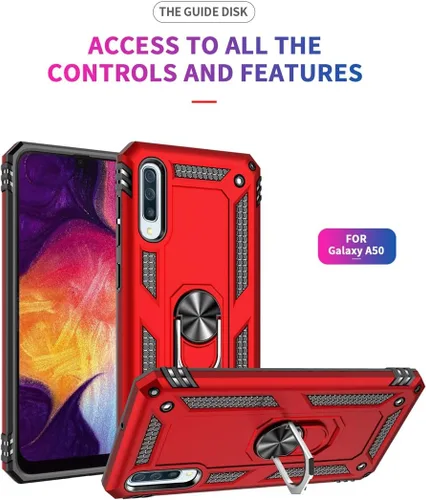 Miniatura 2 de Carcasa de grado militar para Samsung Galaxy A50, anillo giratorio de metal 360, soporte magnético para montaje en automóvil, resistente a prueba