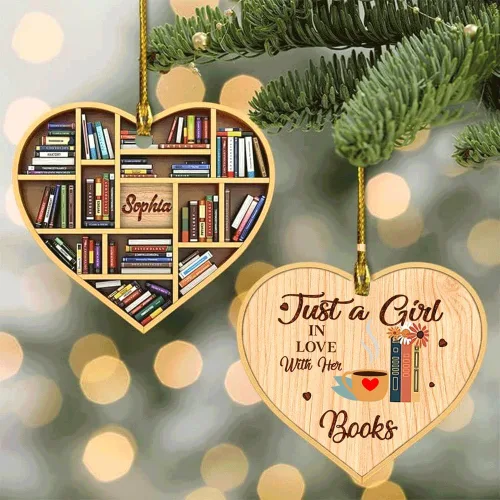 Miniatura 5 de Encantador adorno de libros POD, adorno para amantes de los libros, regalo para su bibliotecario, adorno de Navidad de libro de lectura, regalo