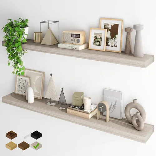 Miniatura 53 de Fun Memories Estantes flotantes para pared, estantes flotantes de 48 pulgadas de largo, juego de 1, estante colgante con soportes invisibles