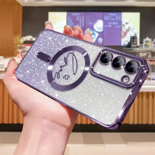 Miniatura 174 de ZONRW - Funda para Samsung Galaxy S22 Ultra magnética, para mujeres y niñas, cubierta trasera suave, lujosa, con corazón de amor, bling, degradado