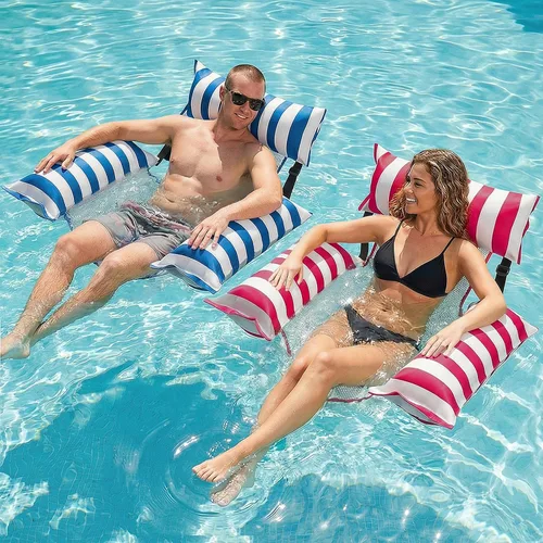 Miniatura 9 de Jasonwell Flotadores inflables para piscina para adultos – Flotadores de tela para piscina, silla flotante para lago, playa, tumbona flotante