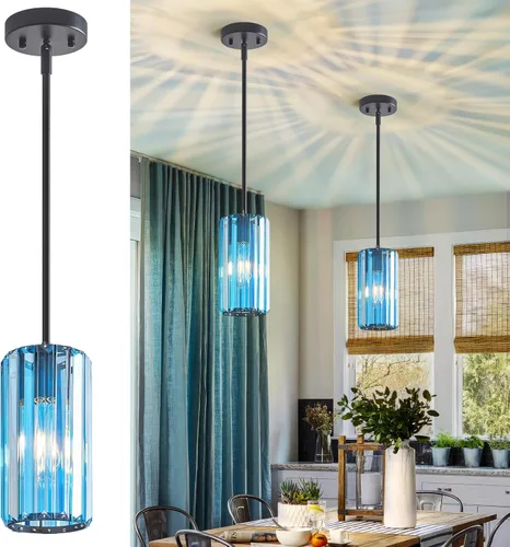 Miniatura 20 de Iluminación colgante dorada moderna mini candelabros de cristal, lámpara colgante ajustable para cocina, isla, comedor, pasillo, dormitorio