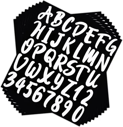 Miniatura 8 de Calcomanías de letras de vinilo con números de buzón, 10 hojas, letras autoadhesivas para dirección de buzón, hogar, negocios, cocina, recipientes