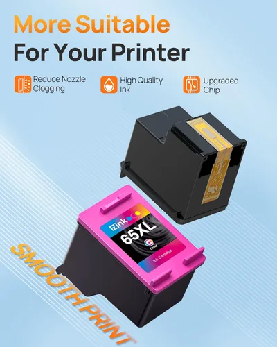 Miniatura 5 de 65XL 65 cartuchos de tinta negro/color combo pack Reemplazo para tinta HP 65 65xl negra y cartucho de tinta de color, compatible con HP Envy 5055