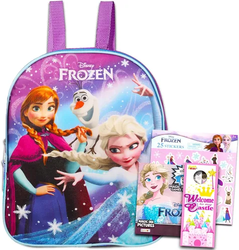 Disney Frozen Mini mochila para niñas, niños Paquete con bolsa escolar Frozen de 11 pulgadas, tinta Frozen Imagine, calcomanías y más (juego de