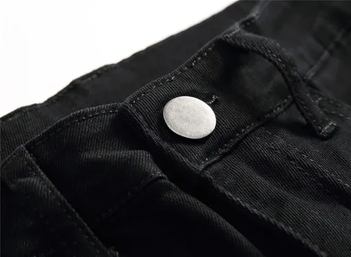 Miniatura 4 de Glstbv Pantalones de mezclilla ajustados de hip hop con agujeros rasgados para hombre, elásticos, ajustados y desgastados