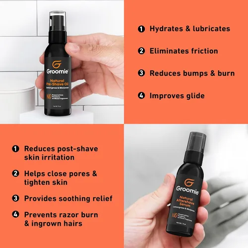 Miniatura 5 de GROOMIE Paquete sin pelo, no importa, afeitadoras eléctricas 5D BaldiePro para hombres calvos, aceite natural para preafeitado para promover