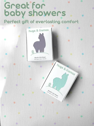 Miniatura 6 de Hugs & Llamas Sábana bajera ajustable de muselina de algodón 100% orgánico Sábanas de cuna premium para niños y niñas Sábanas orgánicas
