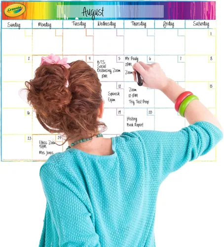 Pizarra de calendario de borrado en seco – Pizarra blanca para horarios familiares, aulas escolares o uso de oficina, ideal para profesores y niños,