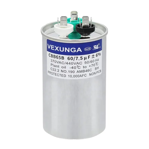 Miniatura 85 de VEXUNGA - 25/5 uF 25+5 MFD 370V o 440V Condensadores redondos de arranque dual 25 5 uF 370 440 Volt VAC CBB65 Condensadores para acondicionador