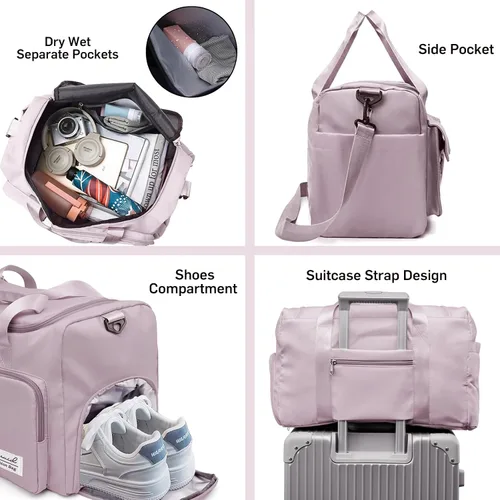 Miniatura 3 de Suruid Bolsa de gimnasio deportiva con compartimento para zapatos, bolsa de viaje con bolsillo separado seco y húmedo para hombres y mujeres, bolsa