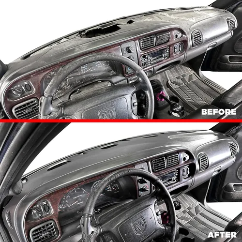 Miniatura 8 de DASHSKIN Tapa moldeada para salpicadero compatible con Dodge Ram 1500 1998 1999 2000 2001 (98-02 Ram 2500 y 3500) en gris niebla, fabricada