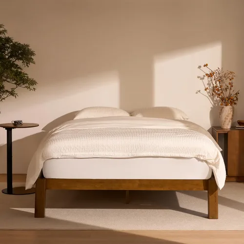 Miniatura 16 de FLEXISPOT Hako - Marco de cama de carpintería japonesa G2, cama de plataforma Queen de madera de caucho maciza, certificado IAS y SGS