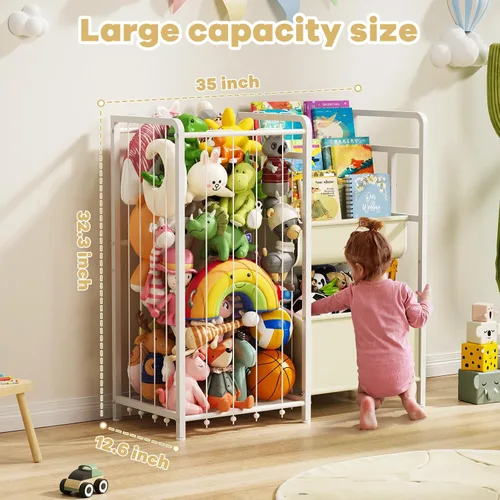 Miniatura 2 de Estantería para niños y almacenamiento de juguetes, estante de libros para niños de 3 niveles para habitaciones infantiles con almacenamiento