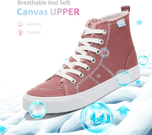 Miniatura 10 de Obtaom Zapatos de lona de alta calidad para mujer/hombre para jugar a media pantorrilla, zapatillas de deporte de moda casuales con cordones de alta