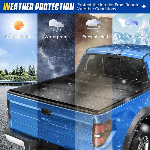 Miniatura 6 de Cubierta rígida de tres pliegues para caja de camioneta Ford F-150 2015-2025, F-150 Lightning 2022-2025, caja de 5.6 pies y 67.2 pulgadas