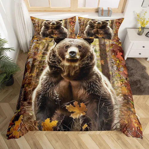 Miniatura 15 de Funda de edredón de ciervos de alce, juego de ropa de cama de animales del bosque, decoración rústica de granja, funda de edredón individual