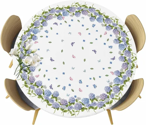 Miniatura 21 de Mantel redondo ajustable con flores silvestres botánicas, manteles elásticos impermeables para interiores y exteriores, mantel elástico para cena