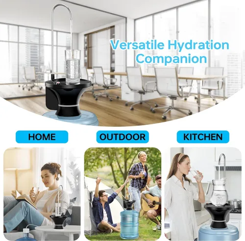 Miniatura 7 de Bomba dispensadora de agua potable, bomba eléctrica automática para botellas de agua potable para jarras de agua de 2-5 galones, recargable por USB