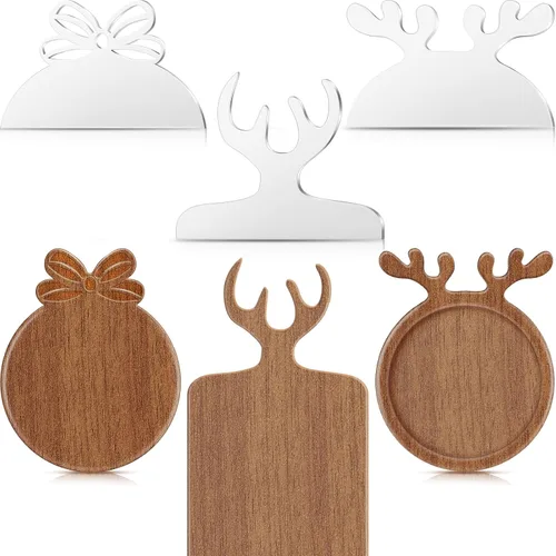 Miniatura 8 de Maitys 3 plantillas de enrutador acrílico de Navidad para carpintería de 10 x 6 pulgadas, tabla de cortar con mango de charcutería, plantilla