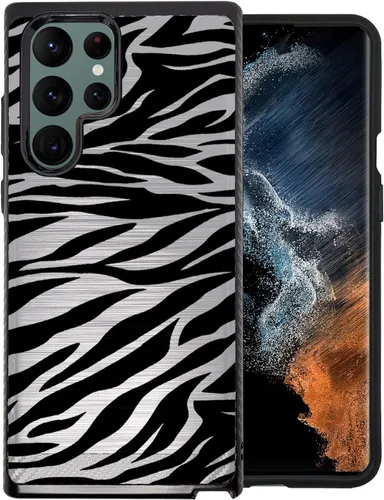 Cases on Deck CasesOnDeck - Funda ajustable compatible con [Samsung Galaxy S22 Ultra S22 Ultra] [Armadura cepillada] Funda de agarre híbrida (rayas