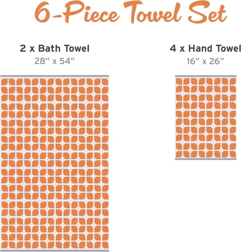 Miniatura 6 de Intelligent Design Lita - Juego de toallas de baño de algodón, jacquard altamente absorbentes, 6 piezas incluyen 2 toallas de baño y 4 toallas