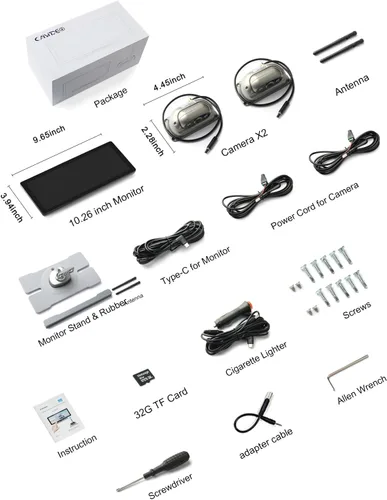Miniatura 9 de Sistema de cámaras de respaldo inalámbricas con 10.26 pulgadas precableado para sistema Furrion 1080P HD IPS pantalla táctil sin demora, IP69K