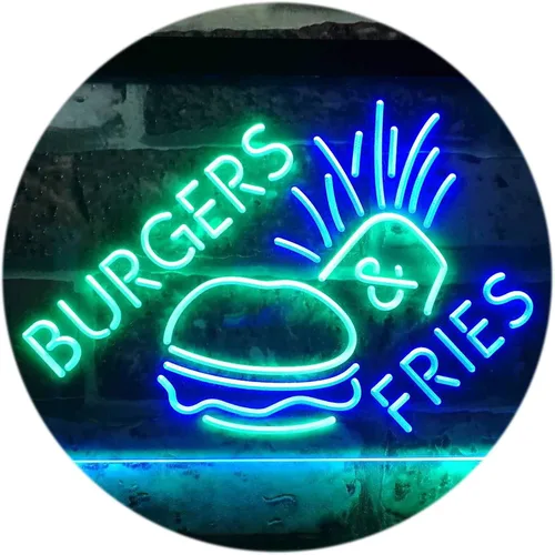 Miniatura 20 de ADVPRO Burgers & Fries Fast Food Open Shop - Letrero de neón LED de doble color, azul y rojo, 16 x 12 pulgadas, st6s43-i3192-br