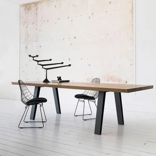Miniatura 5 de Mesa moderna de madera maciza simple para el hogar, dormitorio, oficina, sala de reuniones, escritorio de computadora, patas de metal fuertes