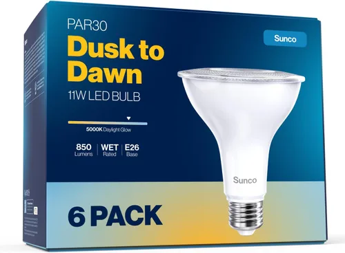 Miniatura 8 de Sunco - Paquete de 2 bombillas LED PAR30 del anochecer al amanecer, 850 lúmenes, 11 W, 2700 K blanco suave, no regulable, E26, bombilla