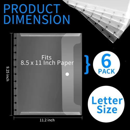 Miniatura 2 de Paquete de 6 cuadernos de 8.5 x 11 pulgadas con bolsillo de disco de tamaño carta, cuaderno con sobres de disco para oficina y escuela, organizador