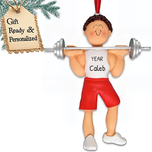 Miniatura 17 de Adornos de levantamiento de pesas personalizados para árbol de Navidad, adorno de entrenamiento, adorno de levantamiento de pesas, adorno de barra