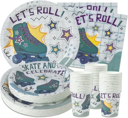 Miniatura 17 de Suministros de fiesta de leche y galletas - Sirve 24. Cenas, platos de postre, tazas, servilletas. Decoraciones de cumpleaños de galletas