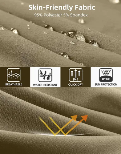 Miniatura 5 de Pudolla Pantalones cortos de senderismo para hombre, pantalones cortos de verano para viajes al aire libre para hombres con bolsillos con cremallera