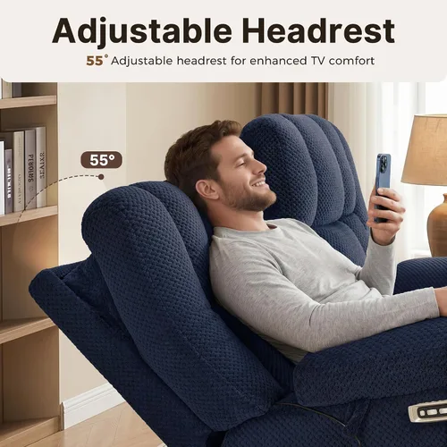 Miniatura 7 de MCombo 64.6" Oversized Reclining Loveseat with Heat and Massage, Zero Gravity Recliner Loveseat Sofa with Adjustable Headrest and Dual USB Charging