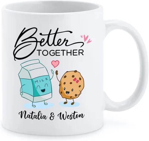 Miniatura 11 de Regalo personalizado de amor – Bonita taza de cerámica de muñeco de nieve para pareja – Taza de porcelana personalizada con nombres y año – Taza