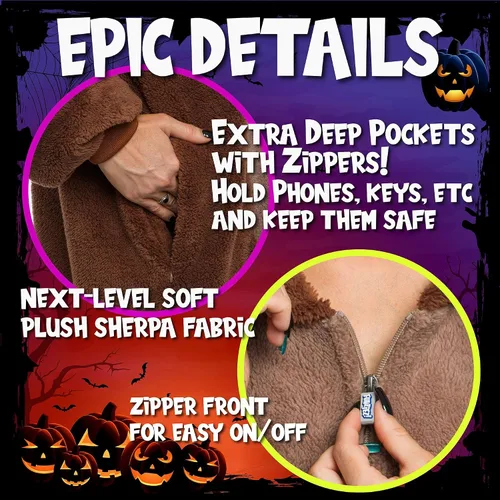 Miniatura 7 de Funziez! Disfraz de oso sherpa para adultos, disfraz de Halloween de animales, traje de cosplay de una pieza para adultos, mujeres y hombres