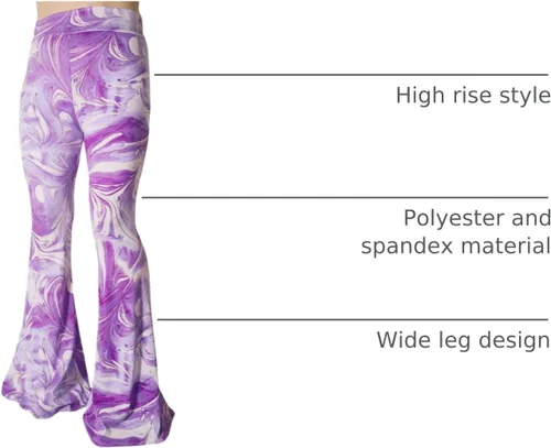 Miniatura 76 de ShopMyTrend - Pantalones de yoga largos con piernas anchas y acampanadas estilo palazzo, con cintura alta, para mujer
