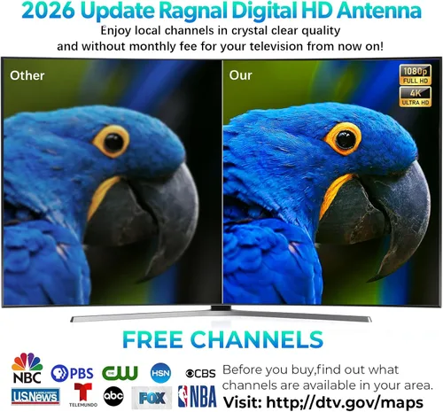 Miniatura 7 de 2026 Upgraded Indoor TV Antenna for Smart TVs, 5000+ Miles Range Digital Antenna for Local Channels, 4K 8K 1080p HD Antenna with Signal Booster &