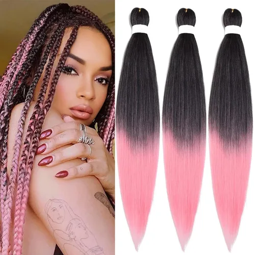 Miniatura 18 de Extensiones de cabello trenzado preestiradas para mujer, trenzas de caja, suave, sintético, sin nudos, textura Yaki, ajuste de agua caliente