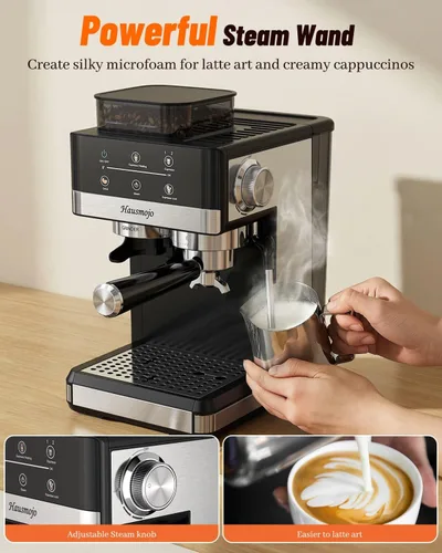 Miniatura 5 de Máquina de café expreso con molinillo y espumador de leche, 20 bar Features 20 grind settings, 61oz removable tank, 20-bar pump & steam frother