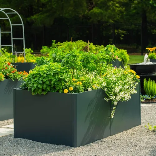 Miniatura 7 de Vego garden Kits de Cama de Jardín Moderna Alta de 32" con Piso Intermedio que Ahorra Suelo 21" x 42