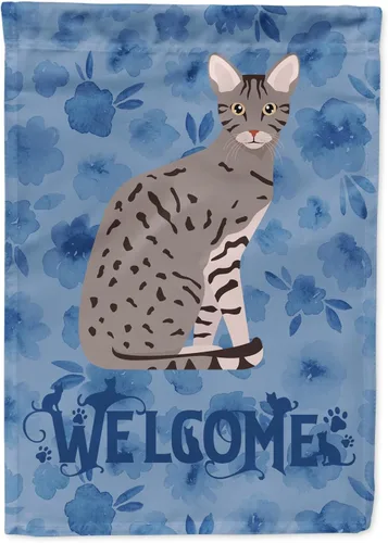 Miniatura 133 de Caroline's Treasures CK5047CHF Ojos Azules - Bandera de bienvenida con diseño de gato para casa de porche, grande, para colgar en la pared