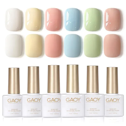 Miniatura 24 de GAOY - Juego de 6 esmaltes de uñas en gel de color rojo borgoña, incluido el kit de esmaltes en gel de color rojo vino cereza oscuro con luz