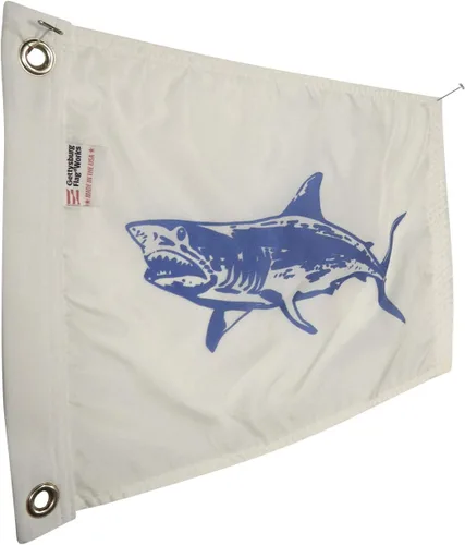 Miniatura 3 de Bandera de pesca Mako Shark Boat de 12 x 18 pulgadas, nailon duradero para todo tipo de clima con ojales para exteriores, fabricada en Estados Unidos
